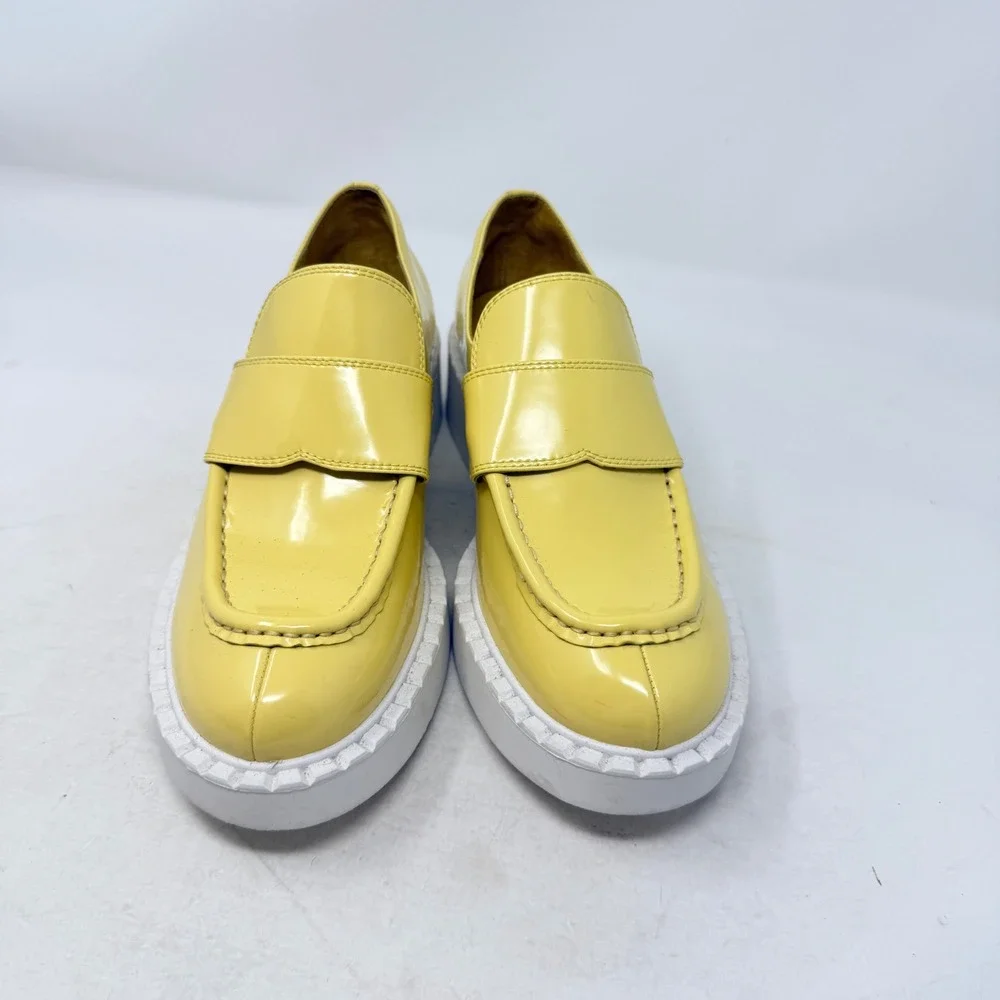 Jeffrey Campbell‎ Platform Penny Loafers Yellow Leather Chunky Slip On Size 8.5